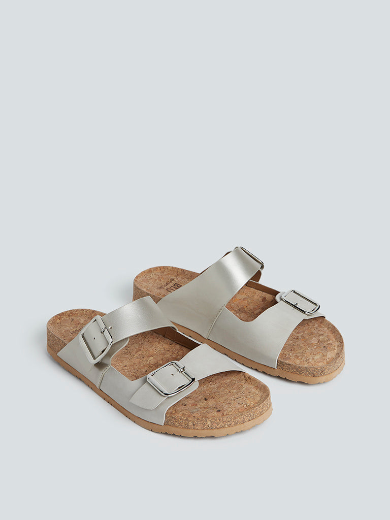 LUNA BLU Ivory Buckled Comfort Sandals